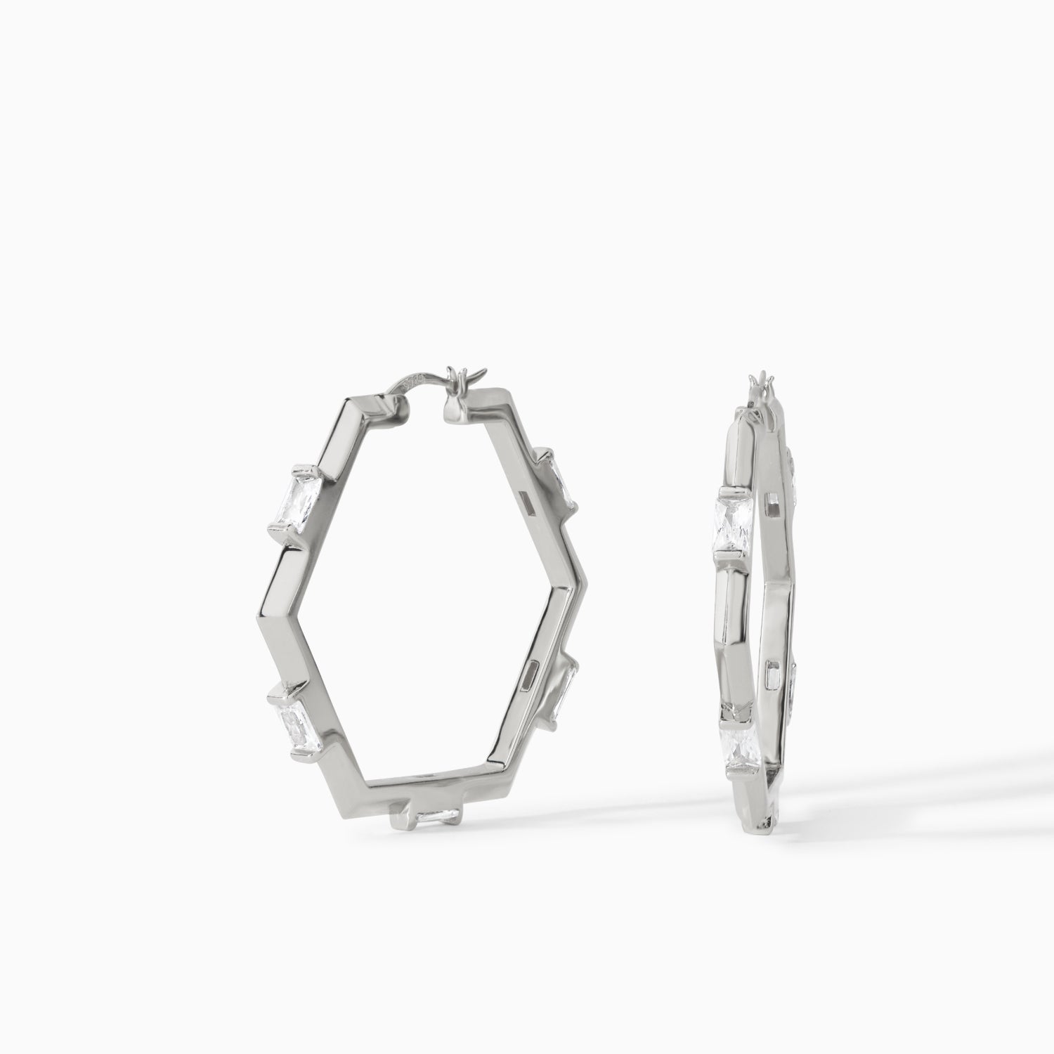 The Claire Hexagon Hoop Earrings - Medium
