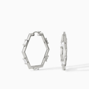 The Claire Hexagon Hoop Earrings - Medium