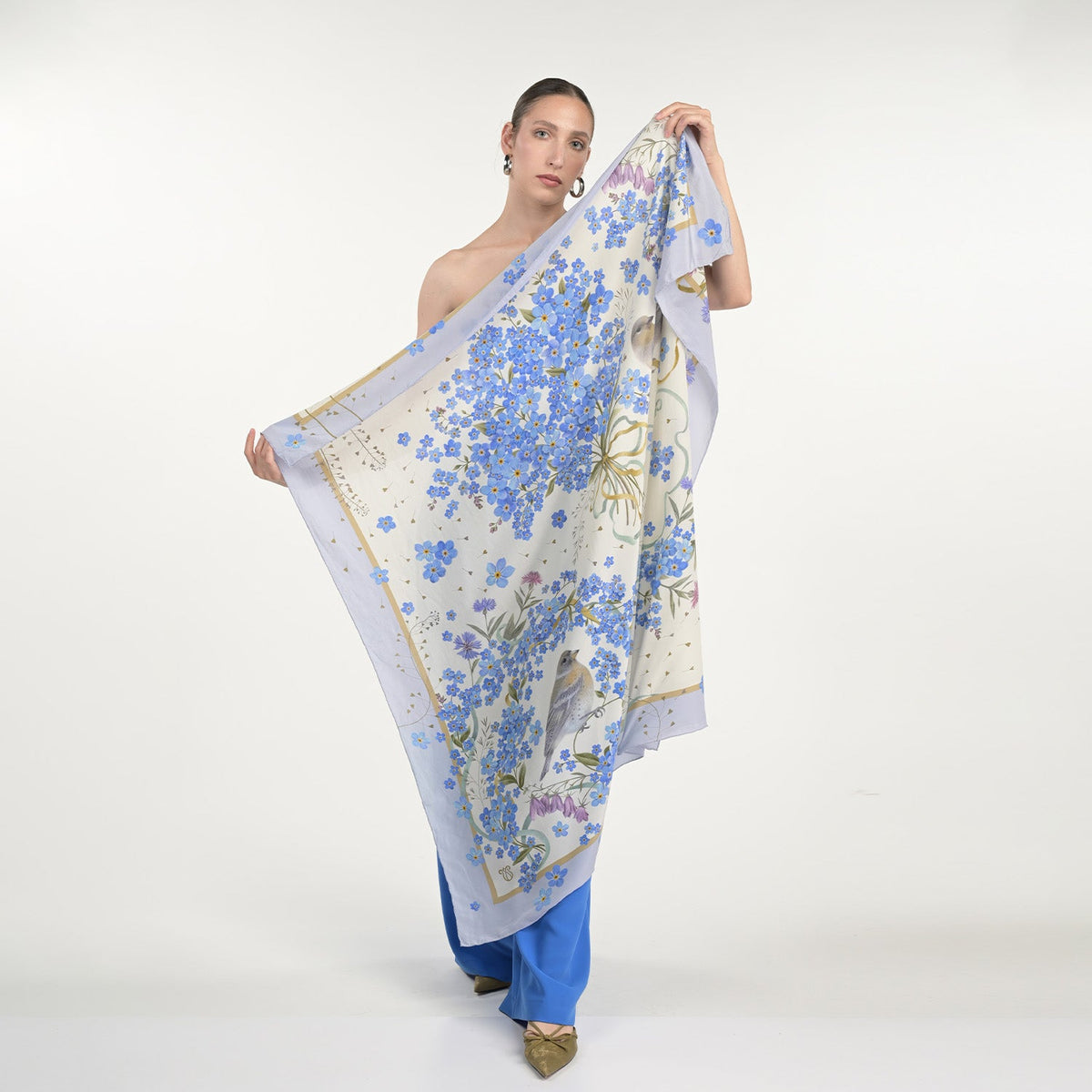 Light Forget Me Not Silk Scarf