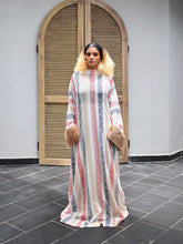 ORI STRIPED BOUBOU DRESS WITH FAUX FUR