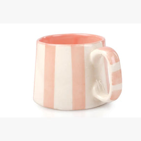 Ceramic Striped  Coffee cup , Pink , Green , Dark Blue , Aqua - 220ml (Set of 2)