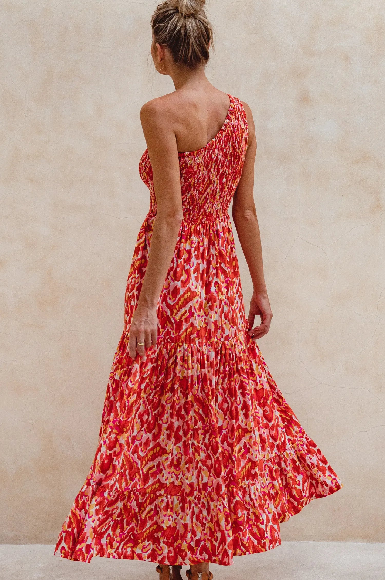 Cassandra One Shoulder Maxi Dress - Fireglow