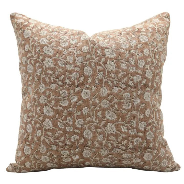 Stylish Floral Block Print Thick Linen Cushion Cover - Himachal