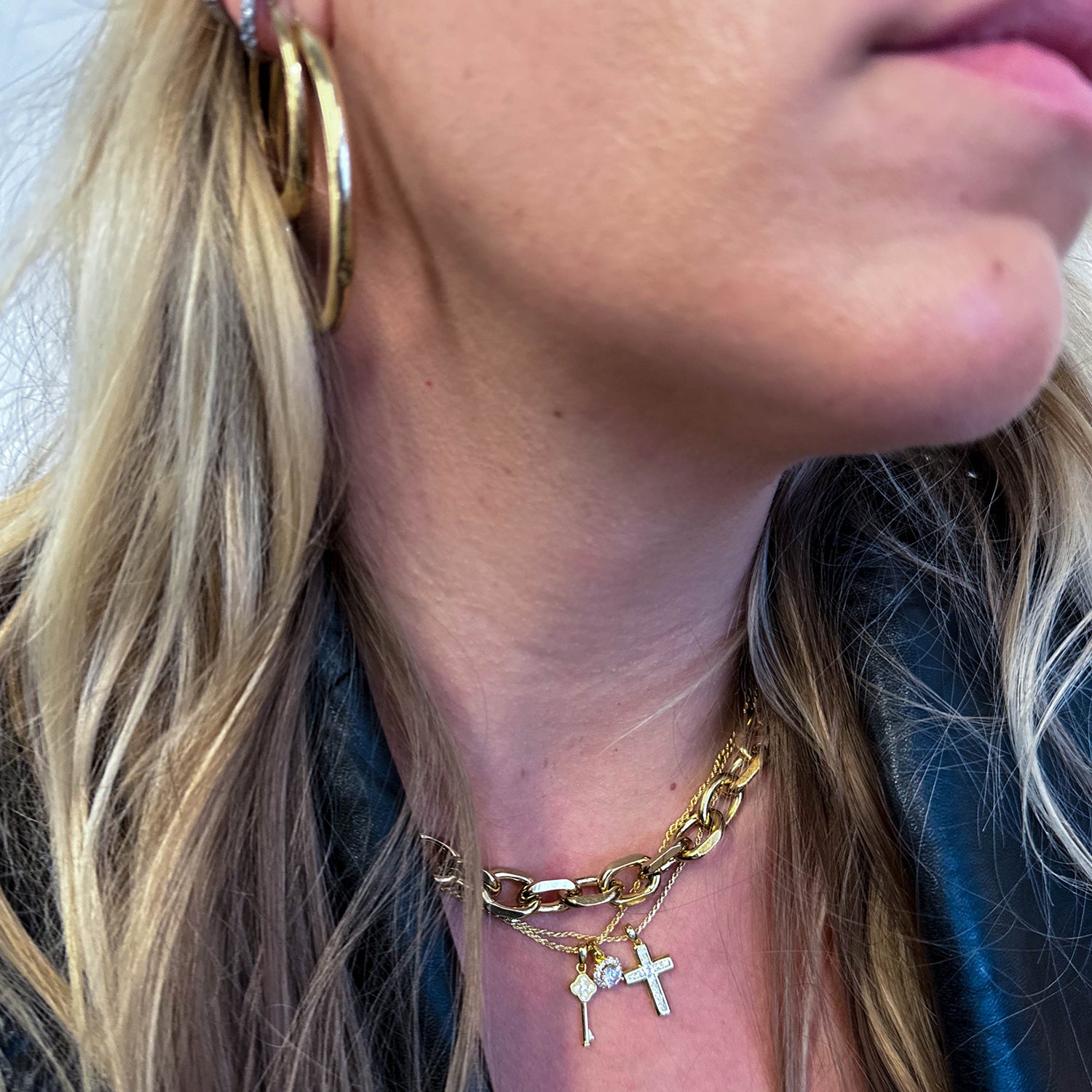 Gold Vermeil Pavé Charm Necklace