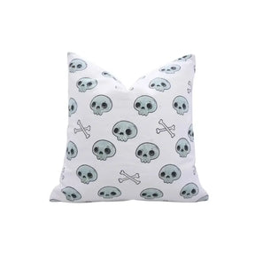 Natural Carved Thick Cotton White Pillow Cover - Skeleton