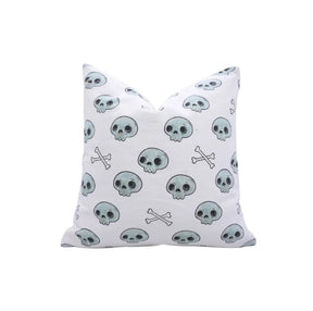 Natural Carved Thick Cotton White Pillow Cover - Skeleton