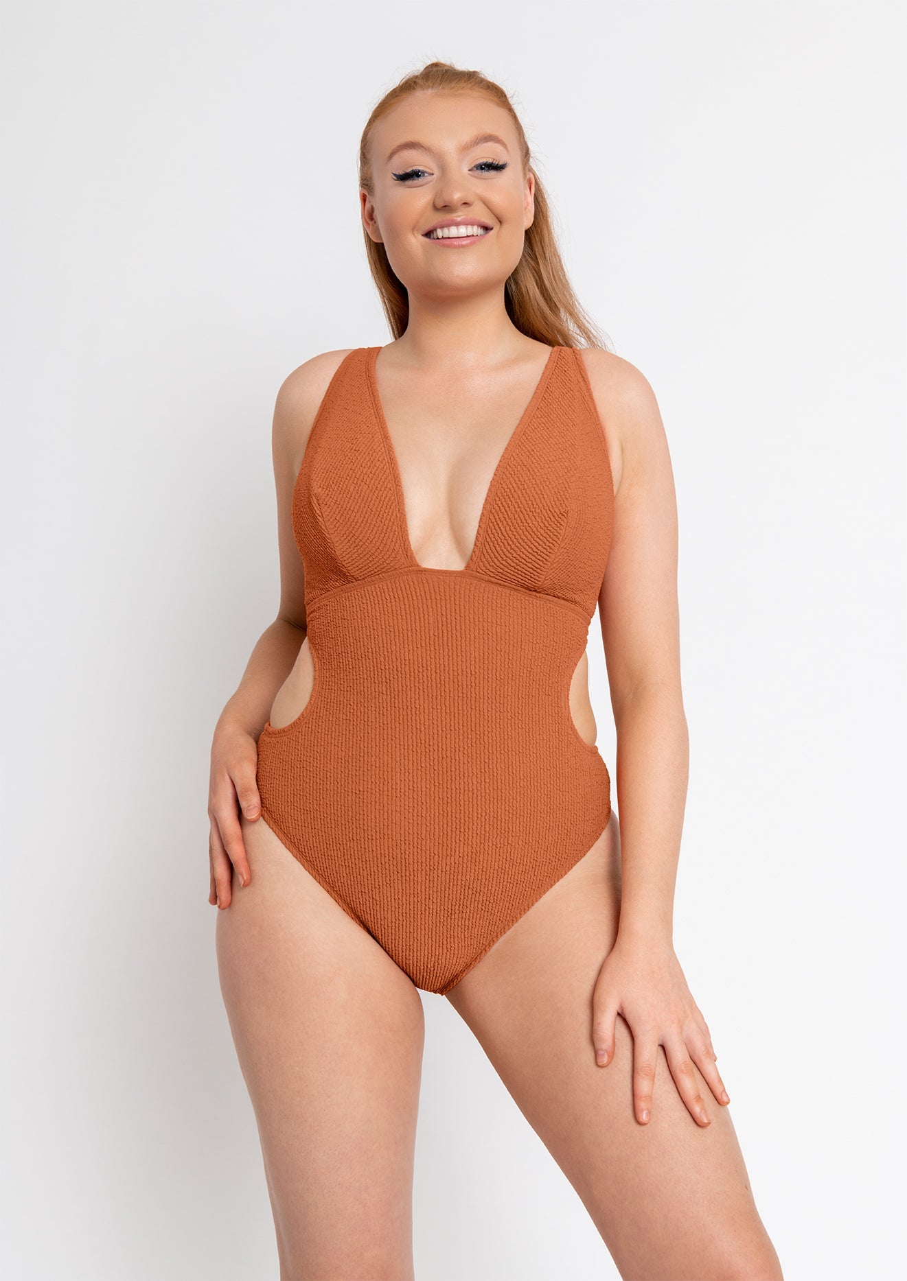 Curvy Kate Holiday Crush Non-wired Plunge Swimsuit Rust