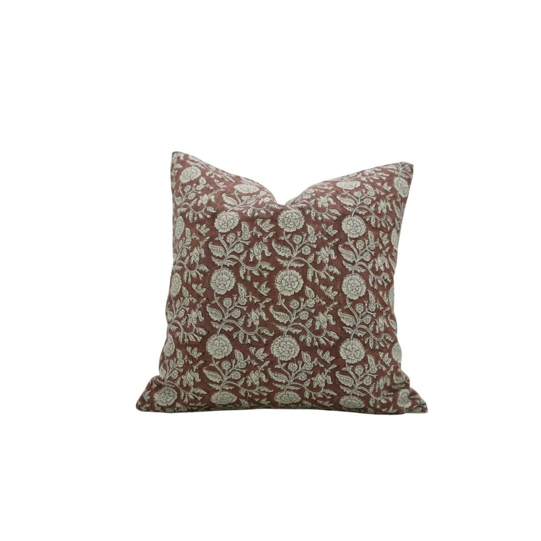 Indian Block Print Handmade Thick Linen Cushion Cover - Shilong