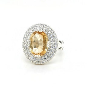 Luxurious Yellow Citrine & Silver Cocktail Ring