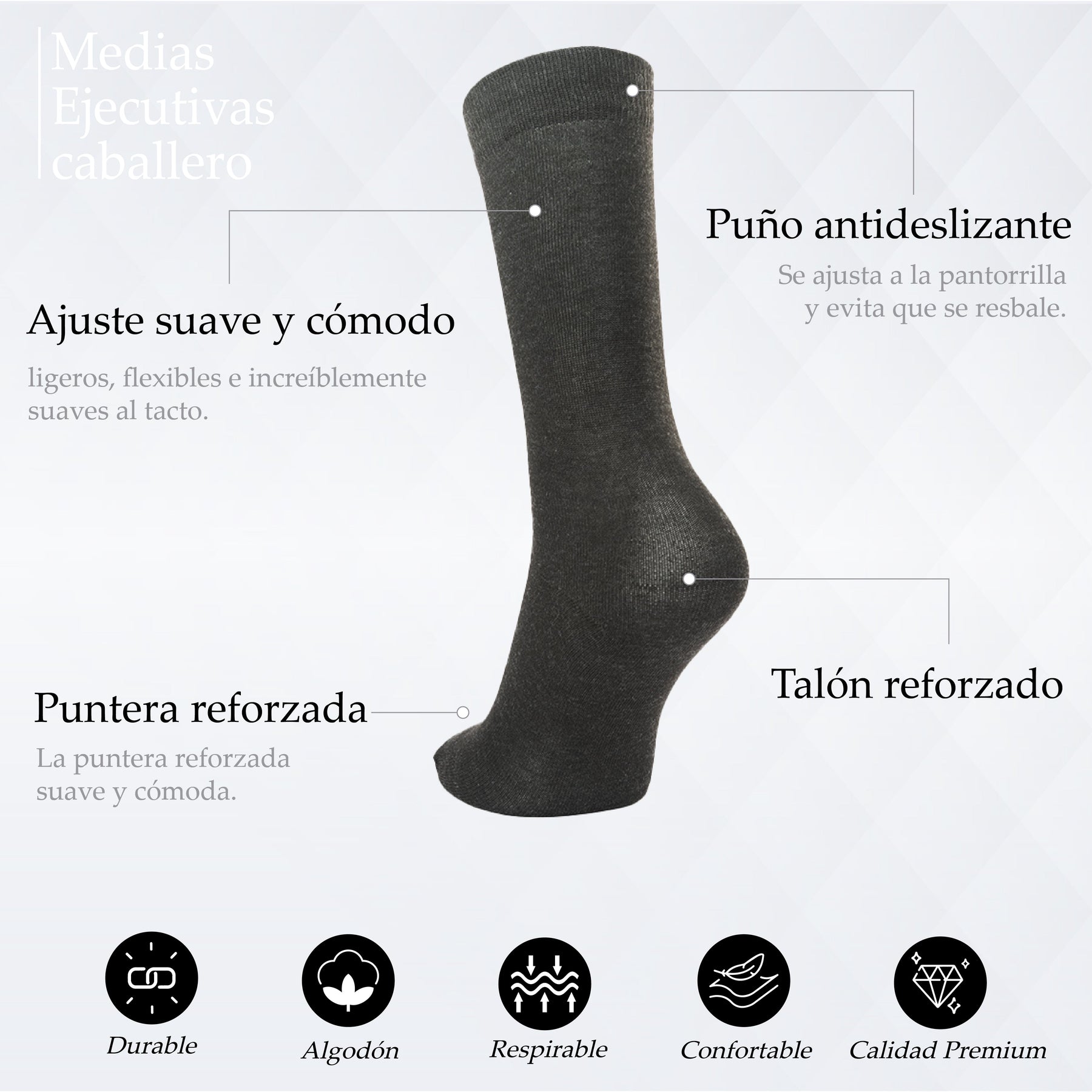 MEDIA EJECUTIVA PUNTA SIN COSTURA UNITARIA