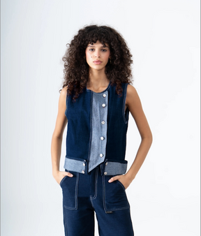 Asymmetric Denim Vest