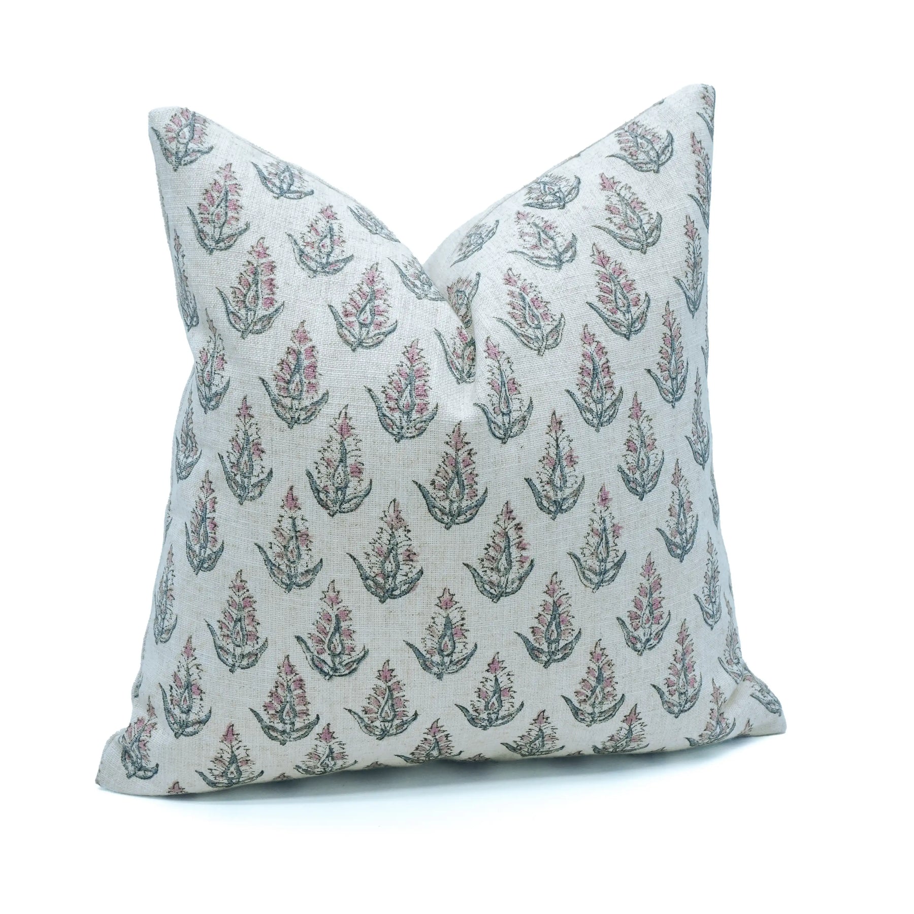 Handmade Block Print Viscose Linen Throw Cushion Cover  - Kanak Buti