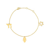 Gold Jewish Charm Bracelet