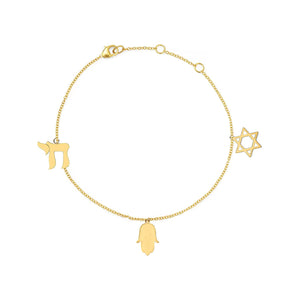 Gold Jewish Charm Bracelet