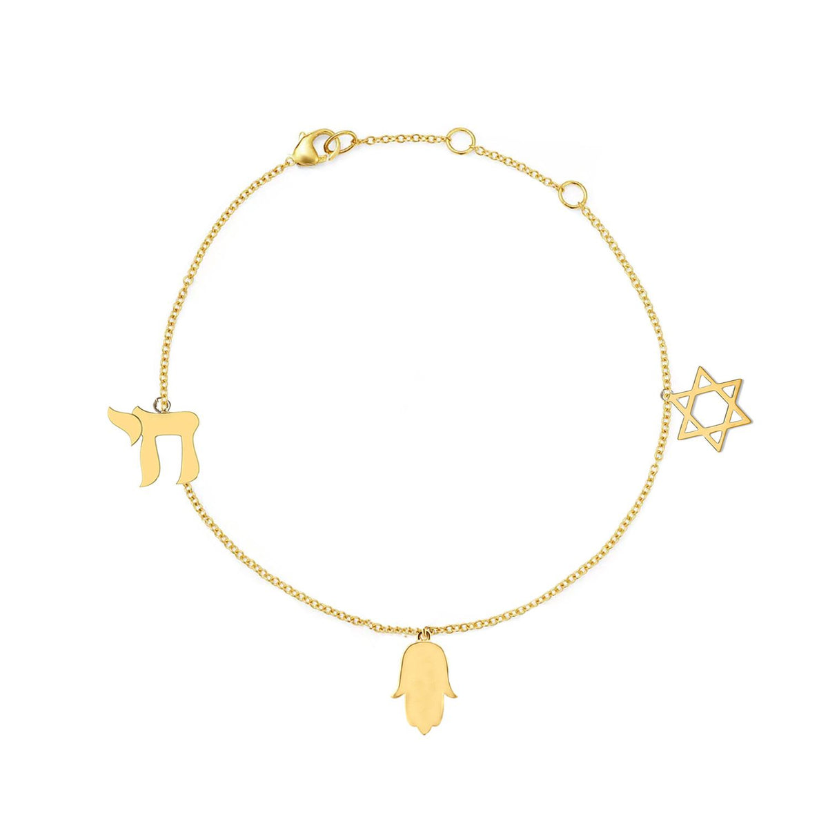 Gold Jewish Charm Bracelet
