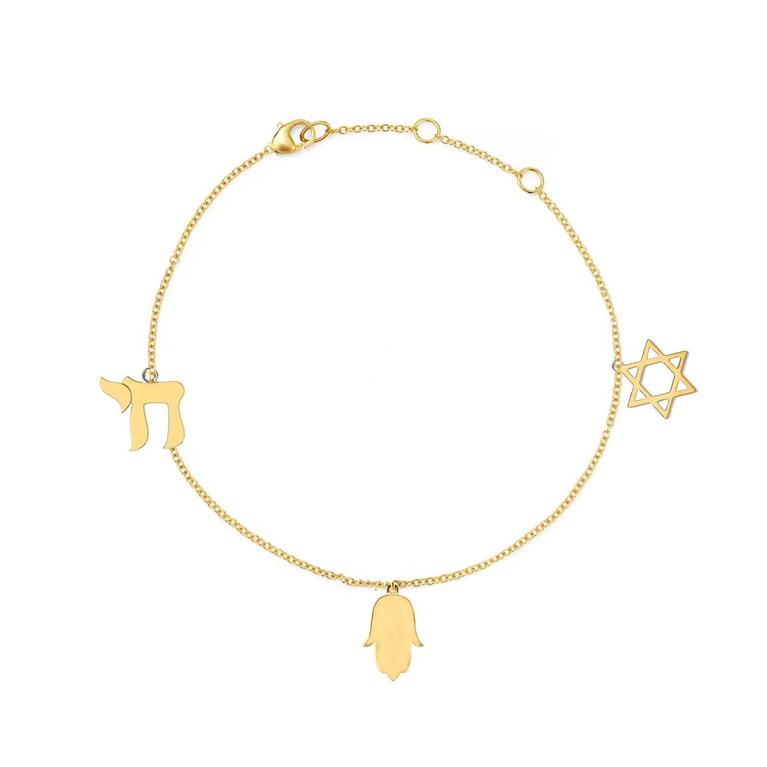 Gold Jewish Charm Bracelet