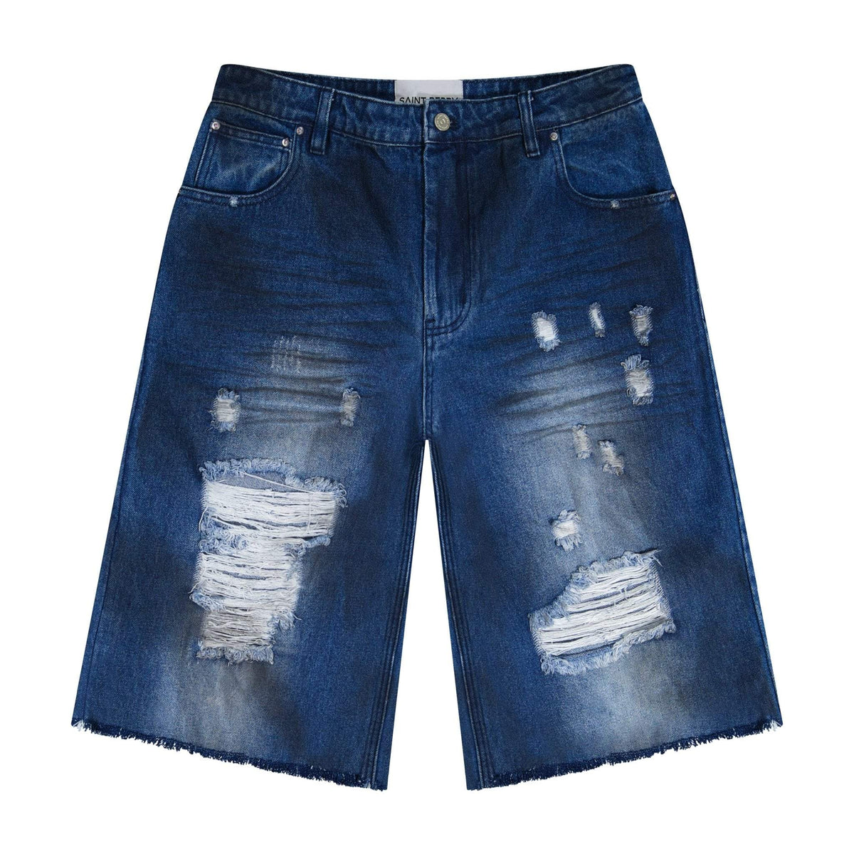 Distressed effect short denim