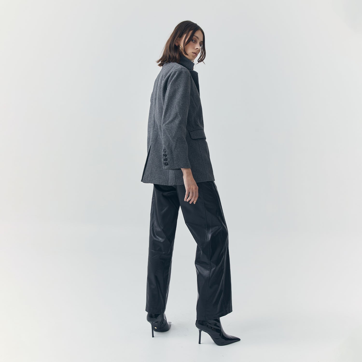 COLETTE GREY WOOL SINGLE BREASTED BLAZER
