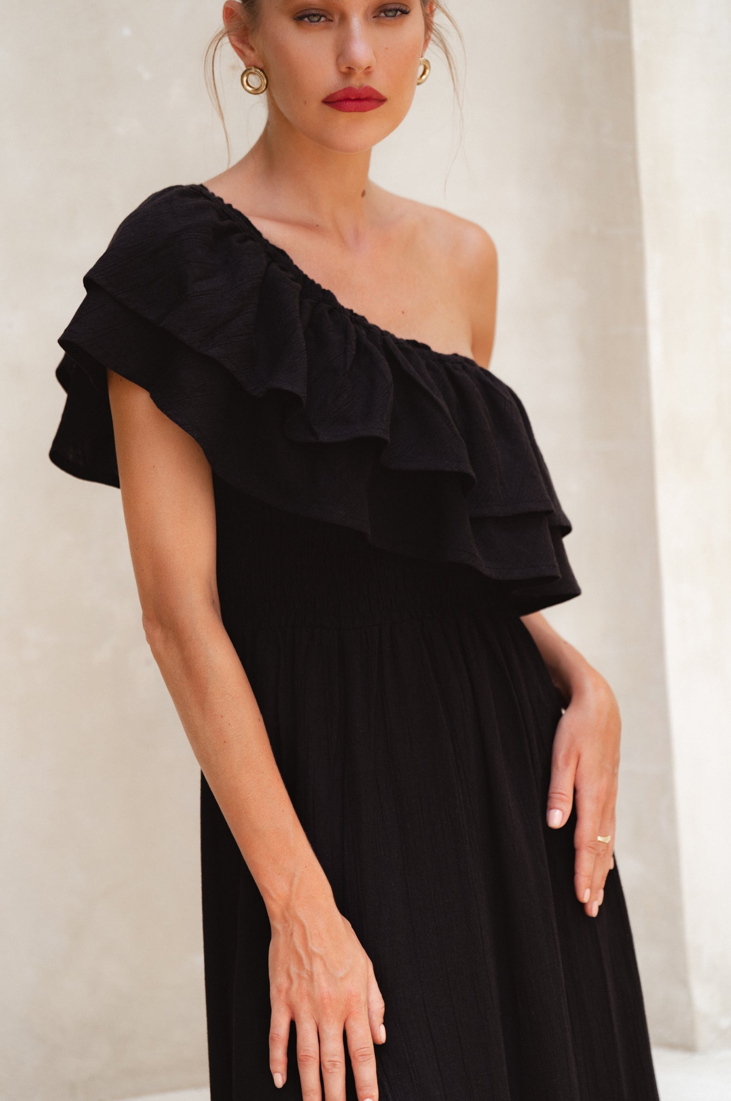 Guadalupe Ruffled Maxi Dress - Black