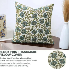 Home Decor Floral Desgin Viscose Linen Pillow Cover - Vasundhra