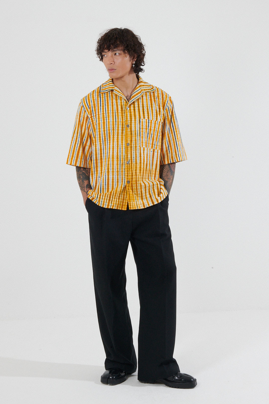 Namogo Indigo Adire Camp Collar Shirt