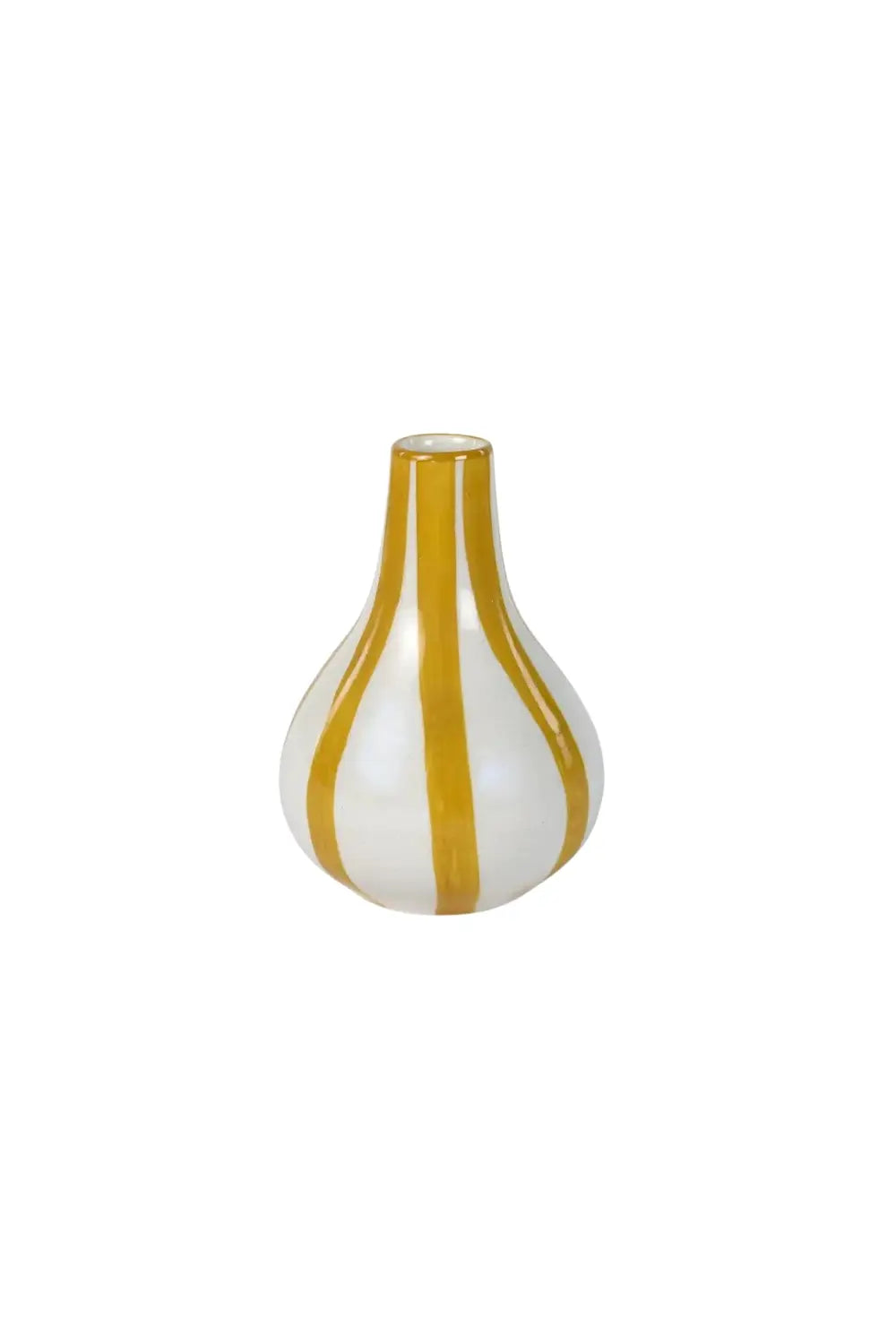 Ceramic Stripe  Bud Vase - 3.5 X 3.5 X 4.75 Inches