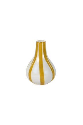 Ceramic Stripe  Bud Vase - 3.5 X 3.5 X 4.75 Inches