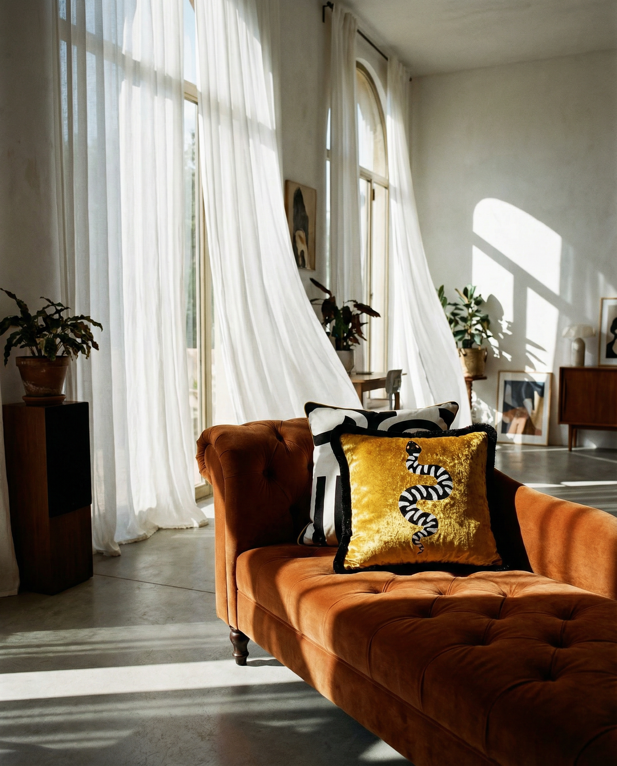 Serpiente Crushed Velvet Throw Pillow