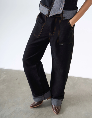Cuffed Denim Pants