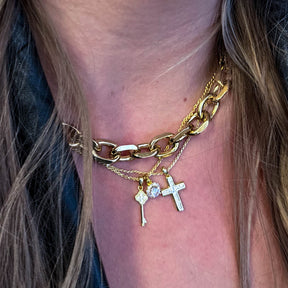 Gold Vermeil Pavé Charm Necklace