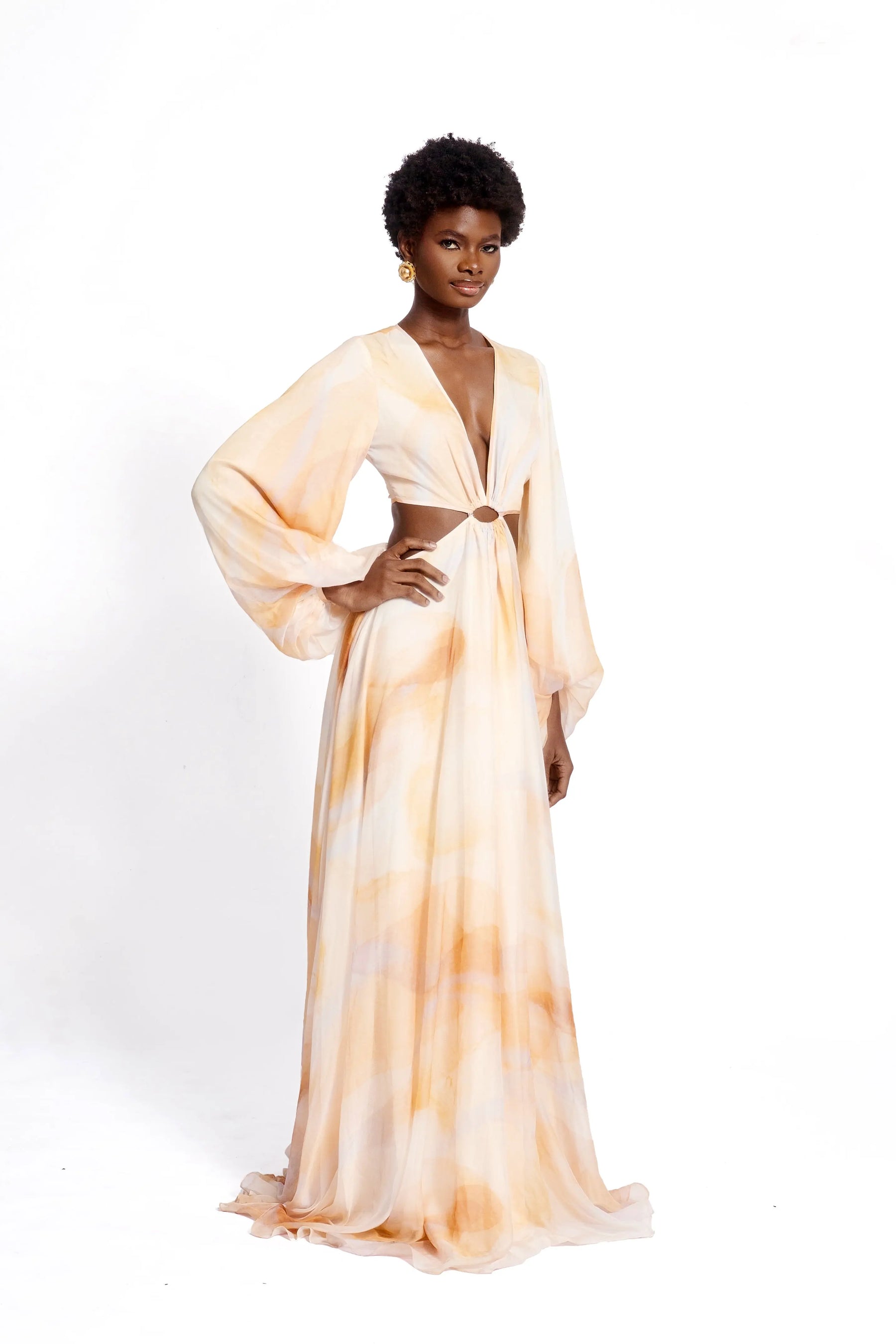 URI DRESS- PALE PEACH CHEMI