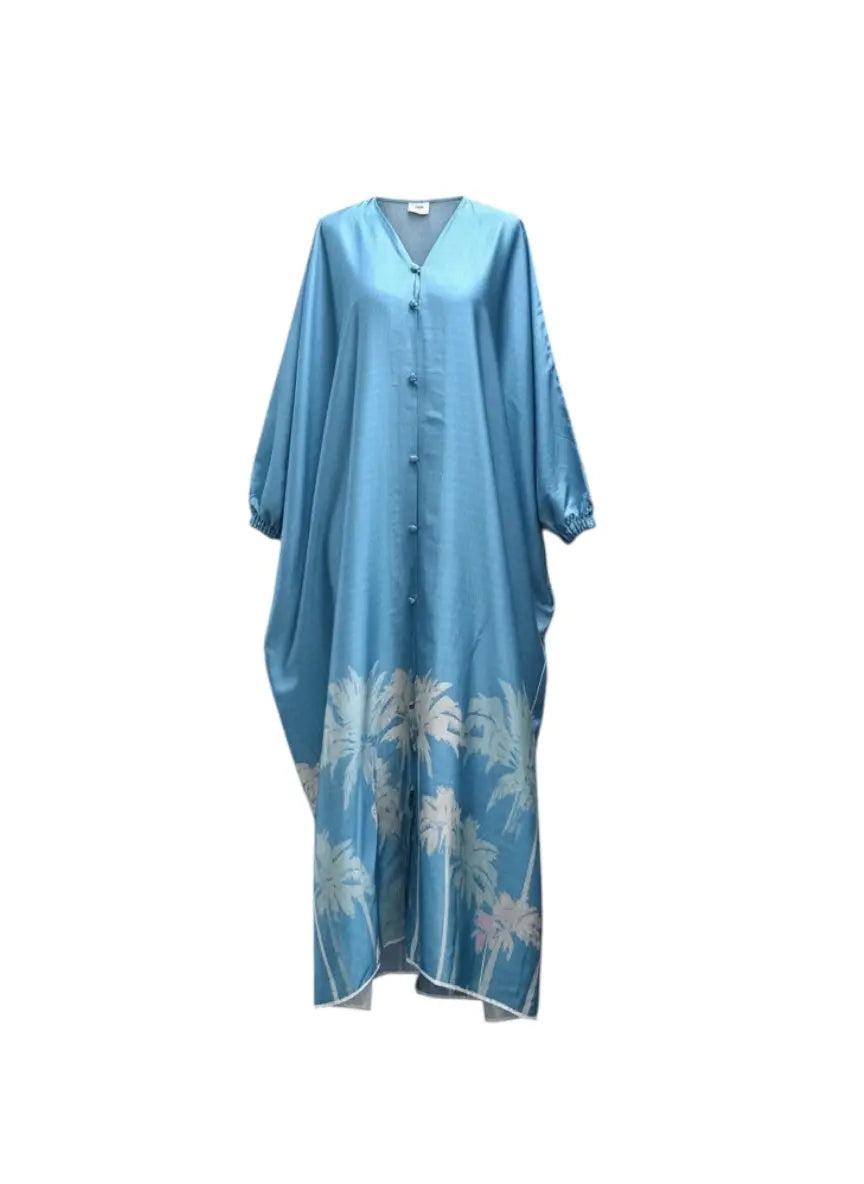 Azure Palm Print Caftan