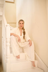 Quiet Top Ivory – Balloon Sleeve Tie Front