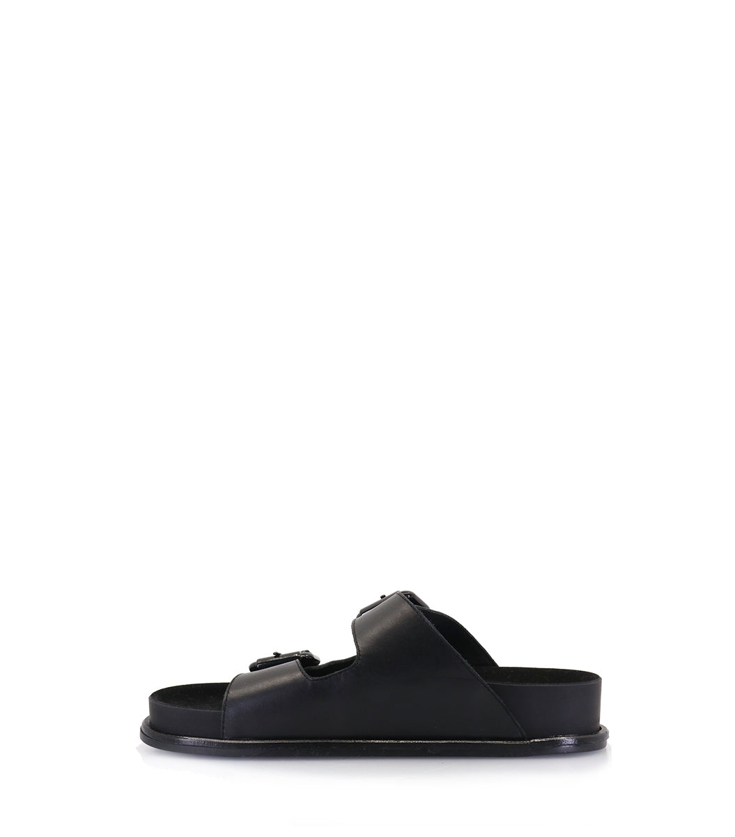 Stylish Black Birk Leather Sandals Minty