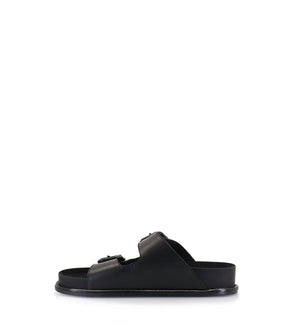 Stylish Black Birk Leather Sandals Minty