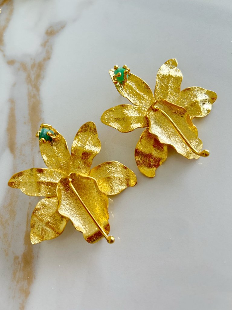 Emerald Orchid Earrings