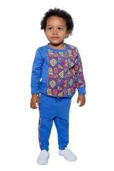 Mixed Up Clothing Baby Crewneck Sweatshirt and Jogger Pant Set Blue Multicolor