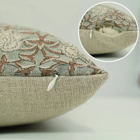 Boho Handmade Block Print Thick Linen Pillow Cover- Chudamani