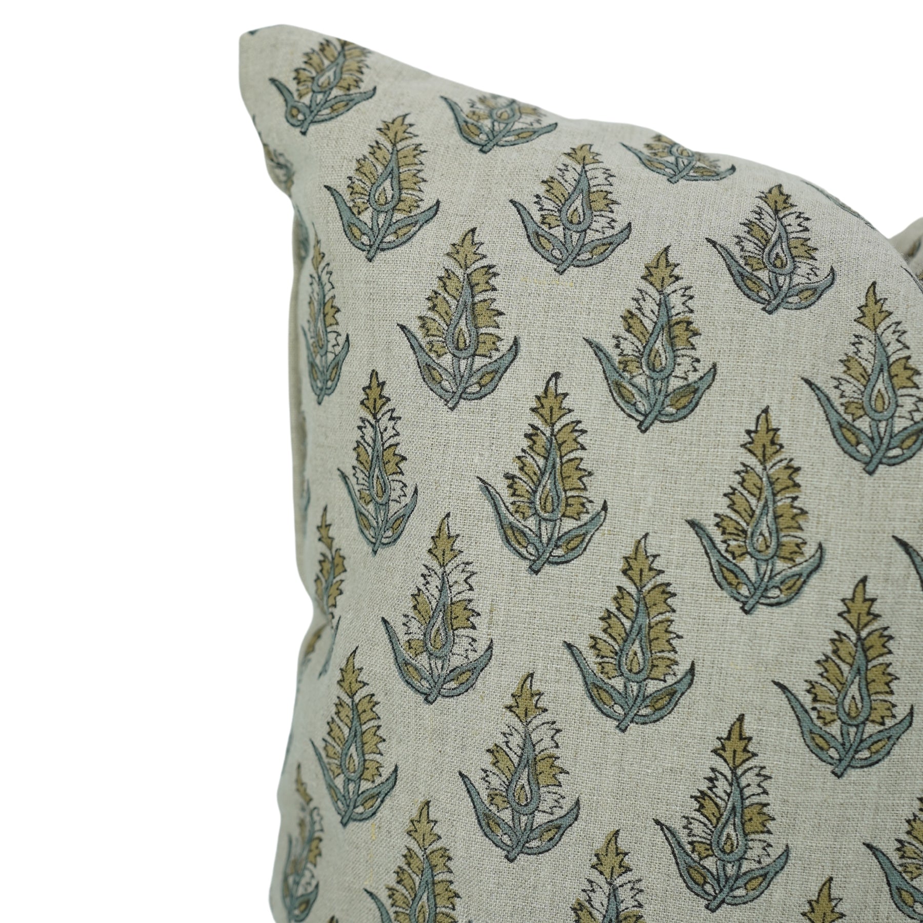 Boho Block Print Pure Linen Pillow Cover - Kanak Buti