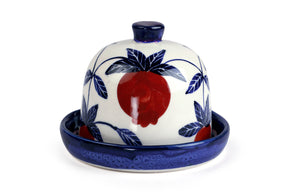 Ceramic Anaar Butter Dish, Red - 5 x 5.5 Inches