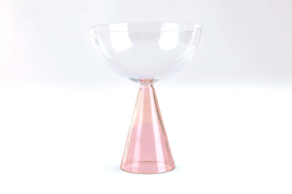 Colorful Handblown Drinkware Coupe, Pink -  5.24x4 Inches