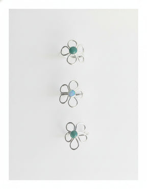 Luxe Sterling Silver Gemstone Flower Ring