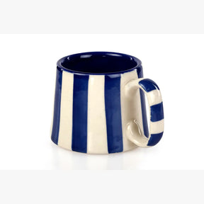 Ceramic Stripe  Coffee cup- Dark Blue  220ml (Set of 2)
