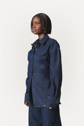 Denim Pinstripe TIA Button Up Shirt
