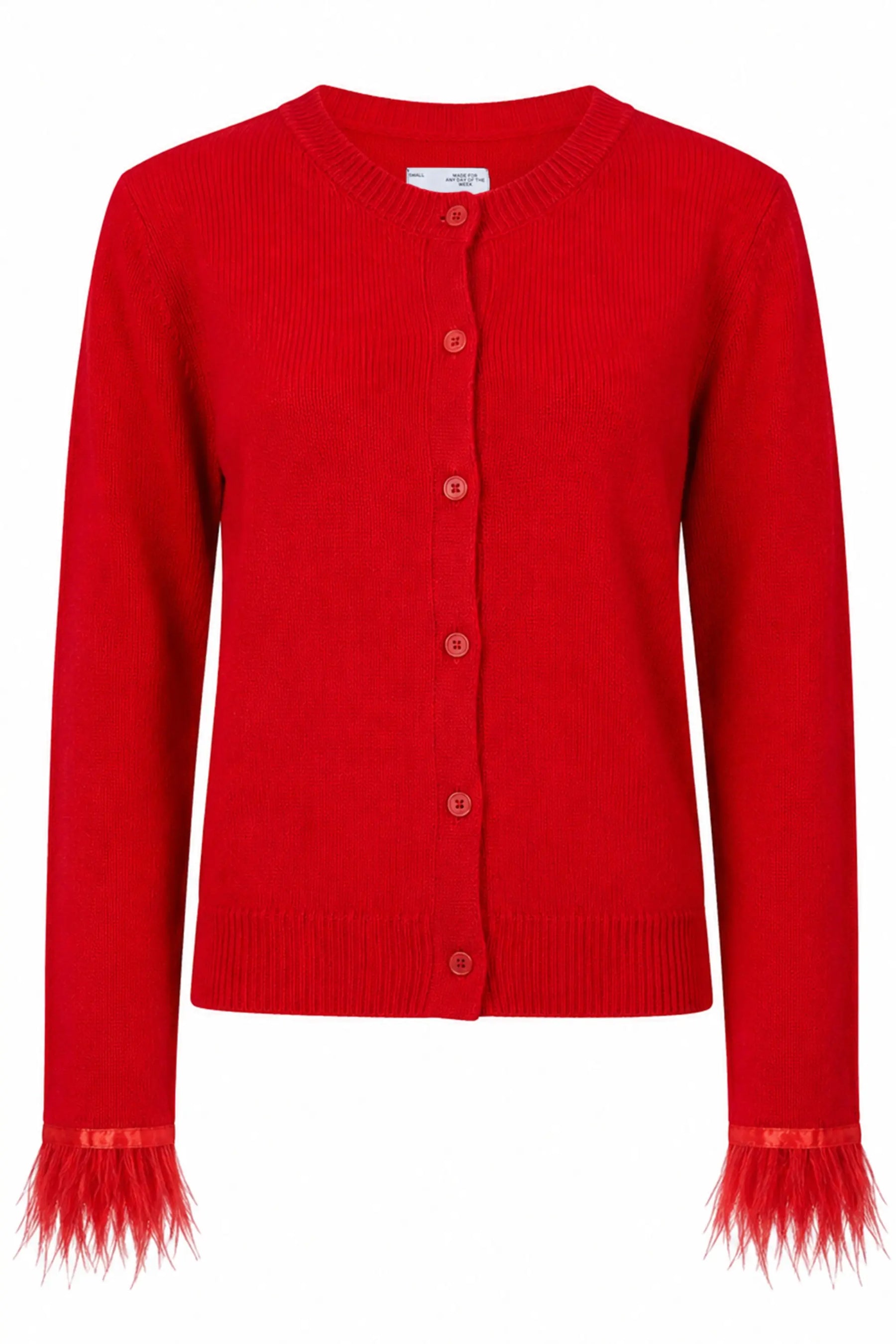 Nemi Feather Trim Knit Cardigan