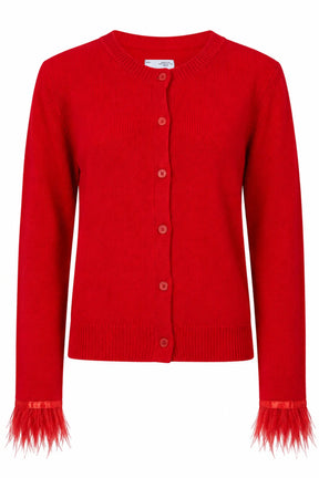 Nemi Feather Trim Knit Cardigan