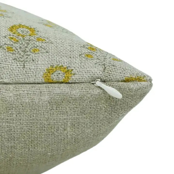 Block Print Boho Thick Linen Pillow Cover- Bagru Buti