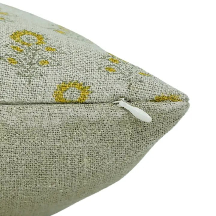 Block Print Boho Thick Linen Pillow Cover- Bagru Buti