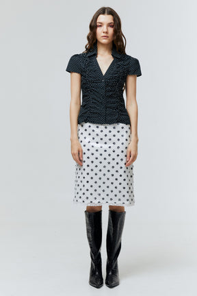 MARIELLE POLKADOT RUCHED BLOUSE