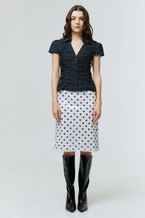 MARIELLE POLKADOT RUCHED BLOUSE
